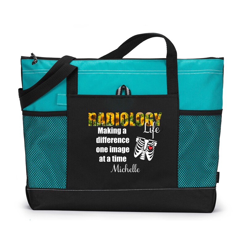 XRay Tech Gift for Radiologist Gift for Her Radiology Life Making a Difference Personalized Printed Tote Bag with Mesh Pockets
