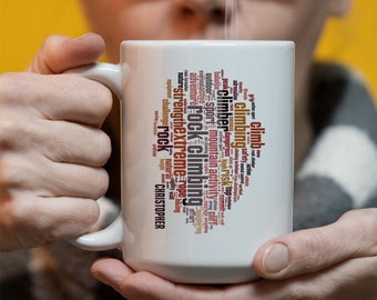 Rock Climbing Word Art -  15 oz Coffee Mug