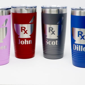 Pharmacist / Pharmacy Tech Personalized Engraved Powder Coated Insulated 20 oz Tumbler 12 colors available image 7