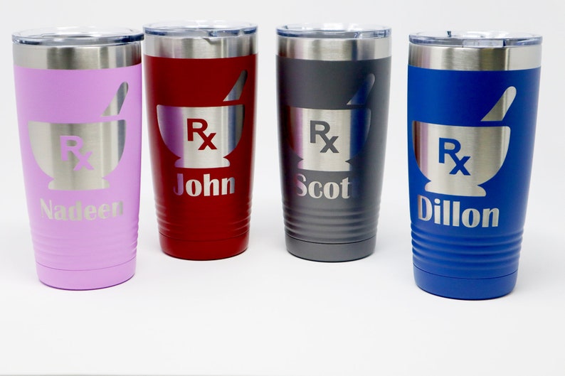 Pharmacist / Pharmacy Tech Personalized Engraved Powder Coated Insulated 20 oz Tumbler 12 colors available image 7