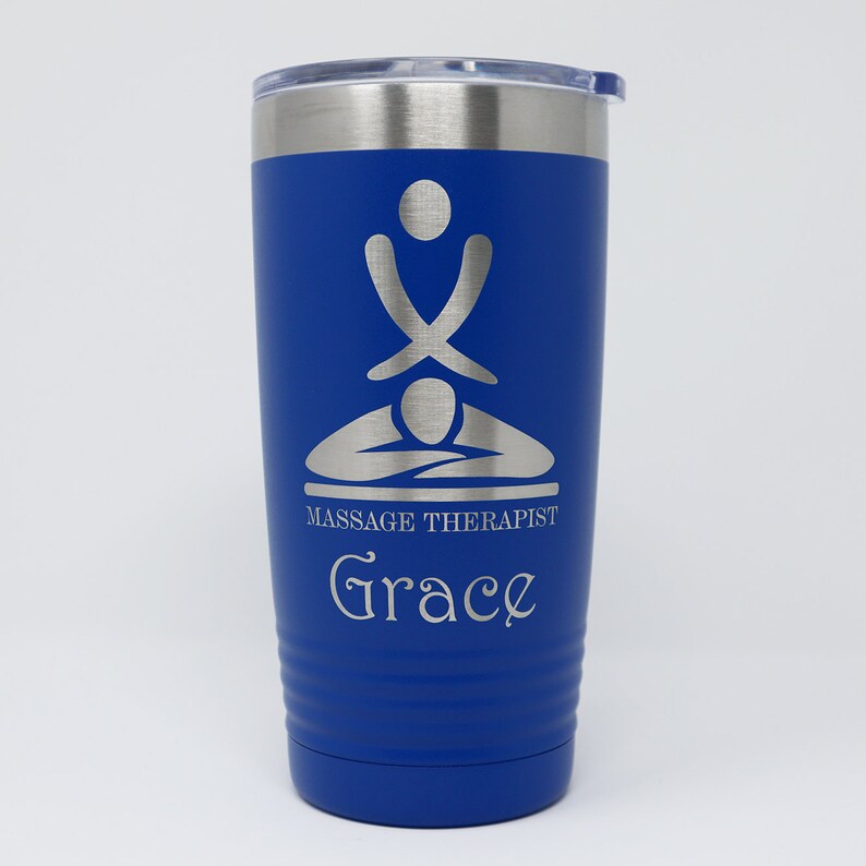 Massage Therapist Personalized Engraved Powder Coated Insulated 20 oz Tumbler 12 colors available image 8