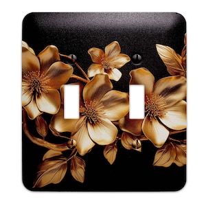 Metal Decorative Light Switch Plate Cover - Gold Floral Art Nouveaux- Other Sizes Available #4755