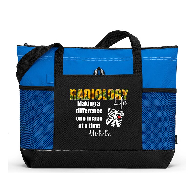 XRay Tech Gift for Radiologist Gift for Her Radiology Life Making a Difference Personalized Printed Tote Bag with Mesh Pockets