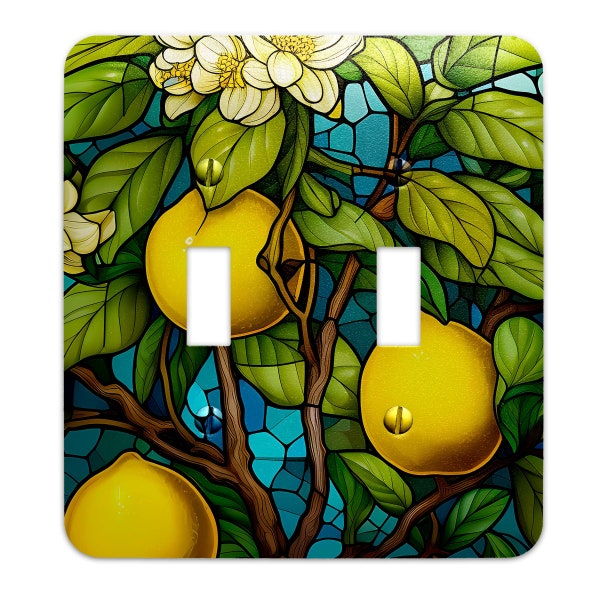 Metal Decorative Light Switchplate Cover - Lemons on Stained Glass - Other Sizes Available, Home Decor, Lighting, #4693
