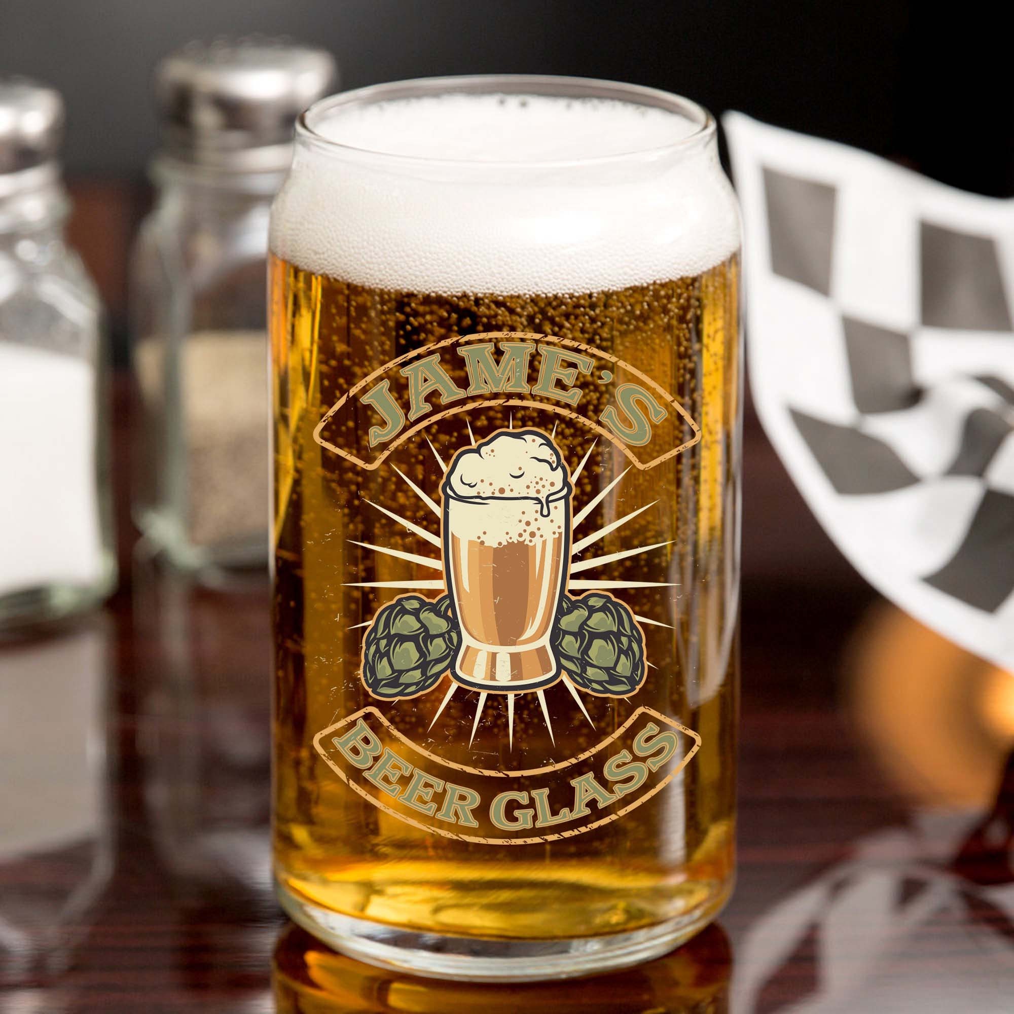 CUSTOM DESIGN - 16oz Beer Can Glass – Monkeyfly Memories