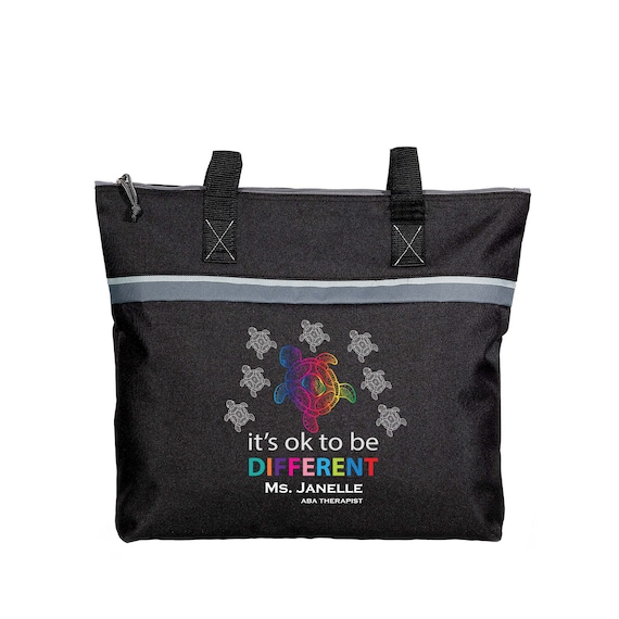 Different Not Less Autism Awareness Tote Bag with Mesh Pockets