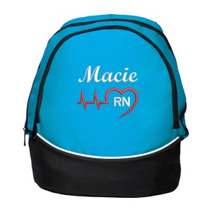 Heart Beat Personalized Back Pack Rn, Lpn, Nurse, Cna, Cma, Emt Embroidered, Gift for Nurse, Back to School, Graduation, Nurse Appreciation image 2