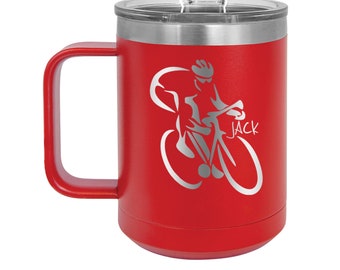 Cycling Personalized Engraved 15 oz Insulated Coffee Mug