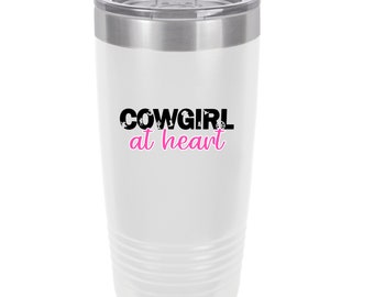 Cowgirl at Heart - Personalized Insulated Stainless Steel 20 oz Tumbler