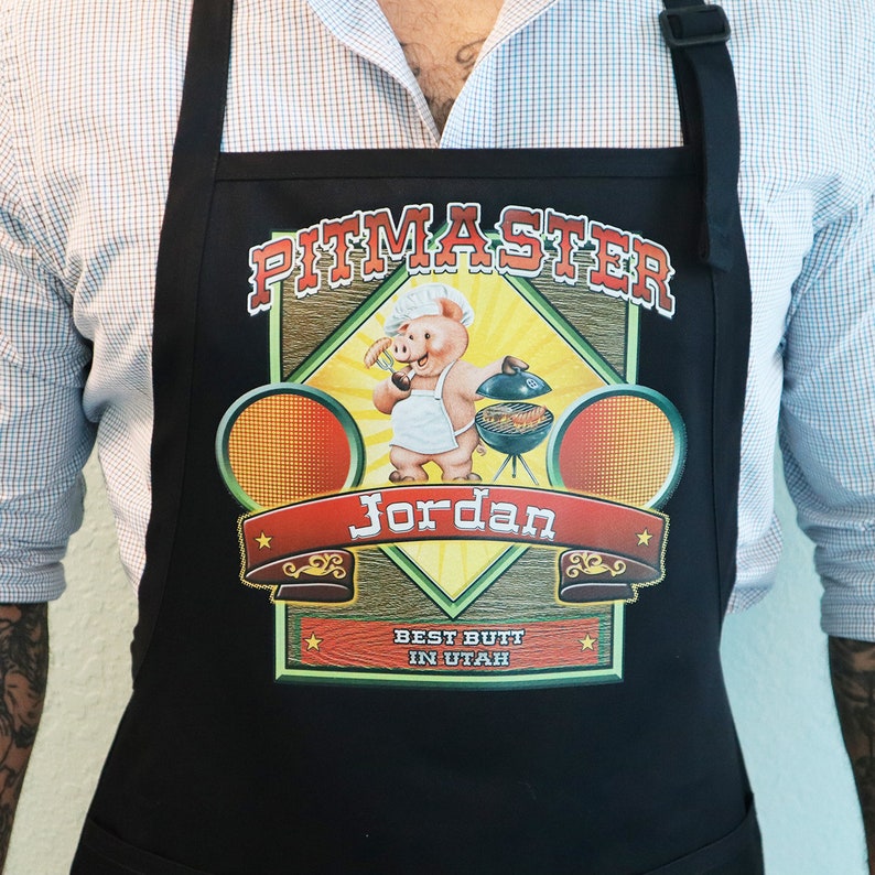 Personalized Men's Apron Pitmaster Custom Bbq Apron Etsy