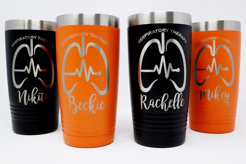 Personalized Engraved Respiratory Therapy Powder Coated Insulated 20 oz Tumbler 12 colors available, Gift for Respiratory Therapist, RRT image 6