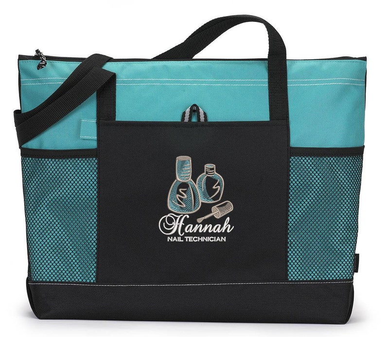 Nail Technician Personalized Zippered Tote Bag With Mesh Etsy