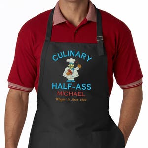 Personalized Culinary Half Ass Embroidered Apron image 1