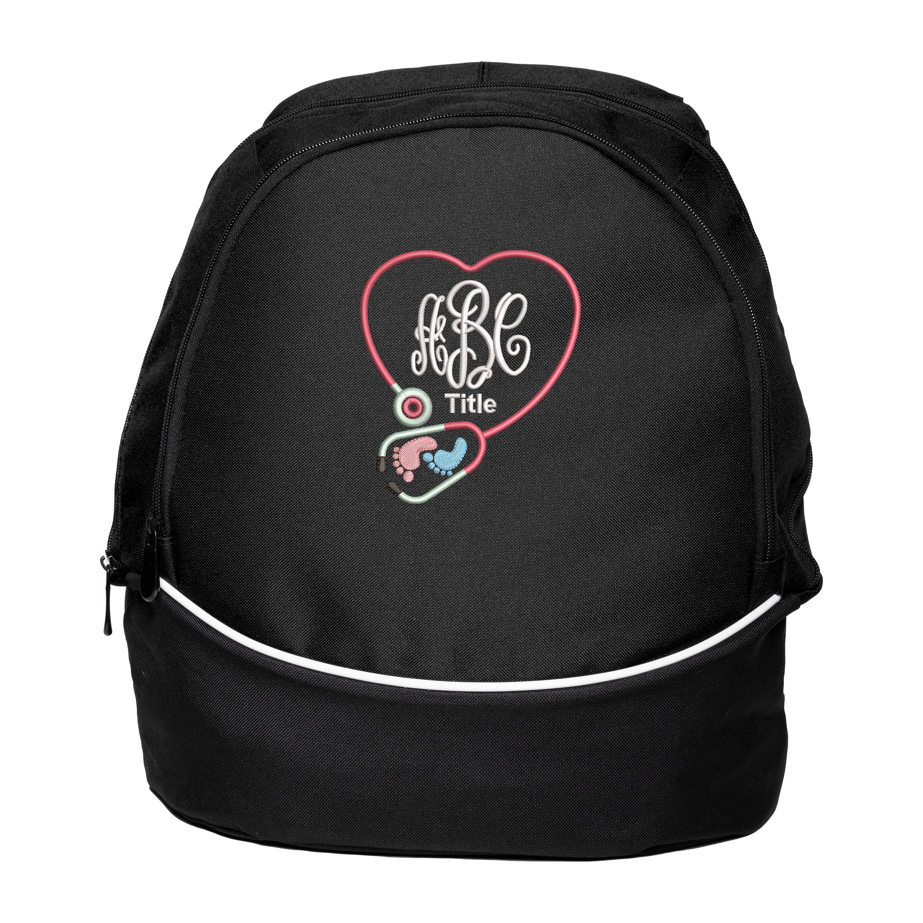 Upside Down Heart Stethoscope Nurse Nursing Clinical Instructor Pediatric  RN BSN LPN LVN FNP CNA ER OT PT RT Medical Personalized Embroidered Backpack  - HTs Creations