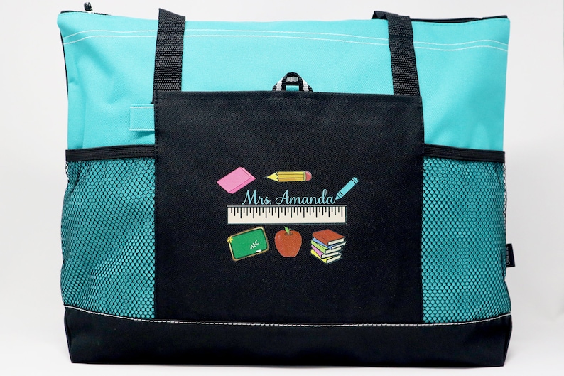 Teacher Ruler Personalized Tote Bag with Mesh Pockets, Preschool, Kindergarten image 10