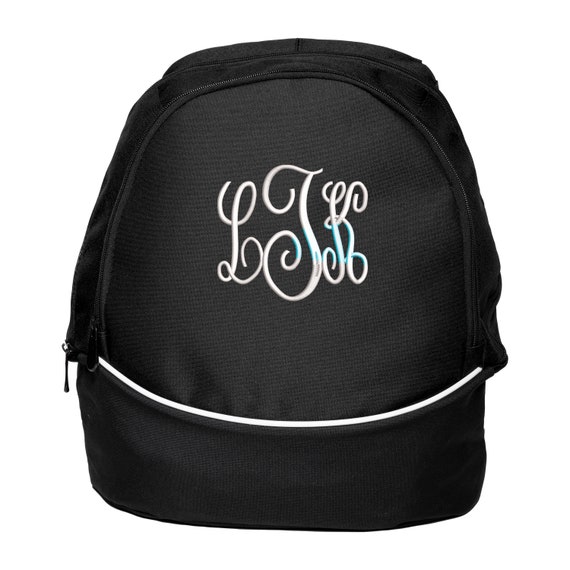 Monogrammed 3-initial Personalized Embroidered Backpack Back 