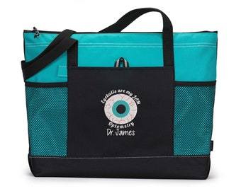 Eyeballs Are My Jam - Embroidered Tote Bag with Mesh Pockets, Optician, Ophthalmology