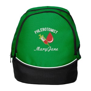 Phlebotomist Syringe and Blood Drop Personalized Backpack Embroidered image 4
