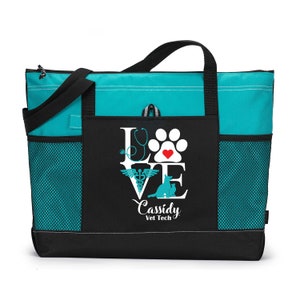 Love Vet Tech Personalized Printed Tote Bag with Mesh Pockets