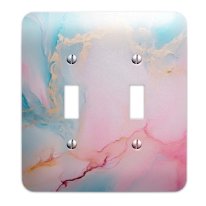 Metal Decorative Light Switch Plate Cover - Pastel Cotton Candy Marble - Other Sizes Available #4750