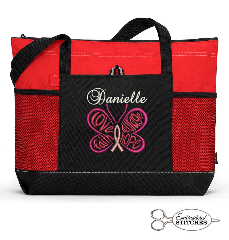 Personalized Chemo Cancer Awareness Zippered Tote Bag With Etsy