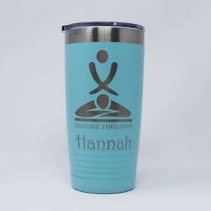 Massage Therapist Personalized Engraved Powder Coated Insulated 20 oz Tumbler 12 colors available image 7