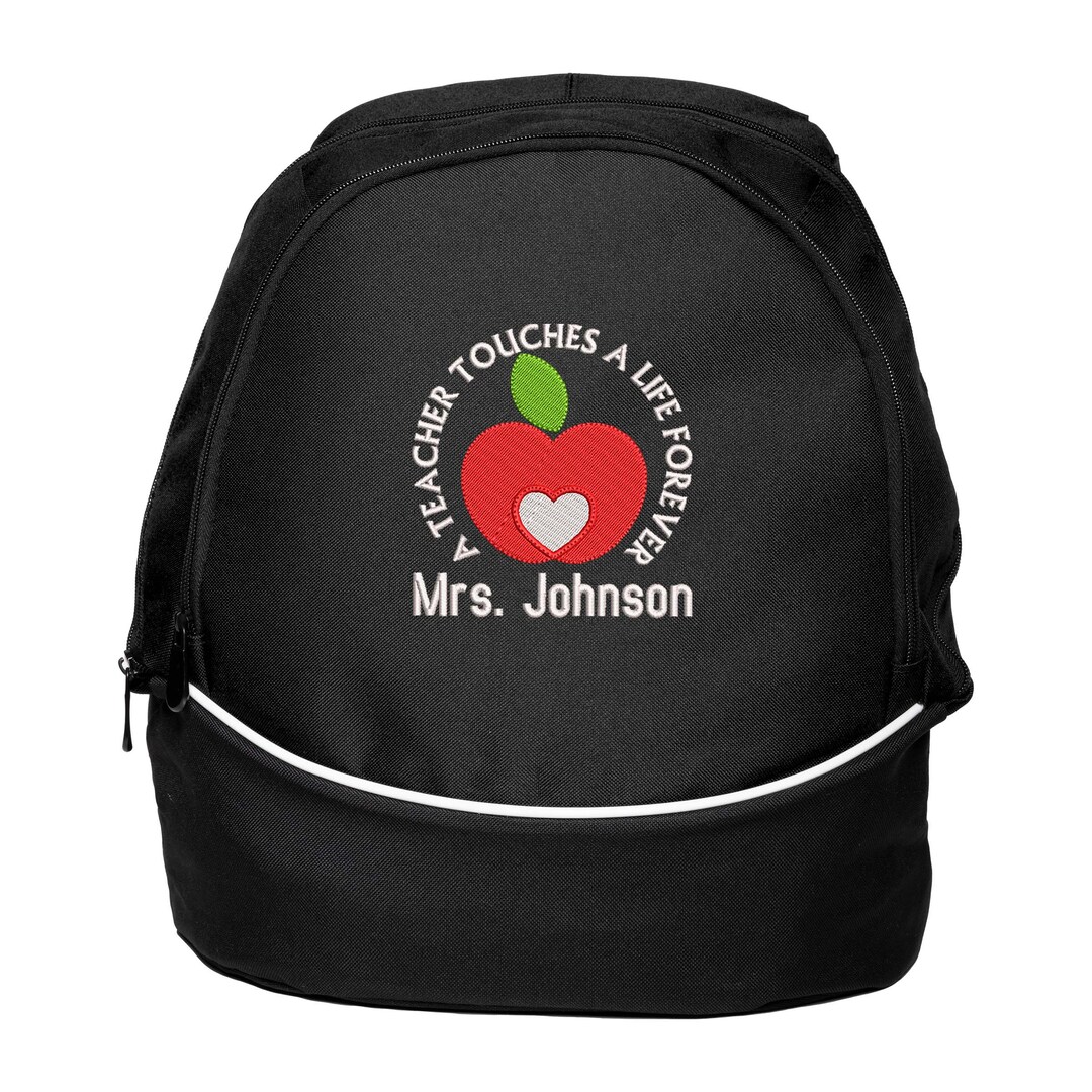 A Teacher Touches a Life Personalized Embroidered Backpack, Teacher Bag