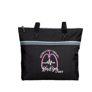 Respiratory Therapy Lungs Personalized Embroidered Small Tote, Personalized Gift, Respiratory Therapist image 2