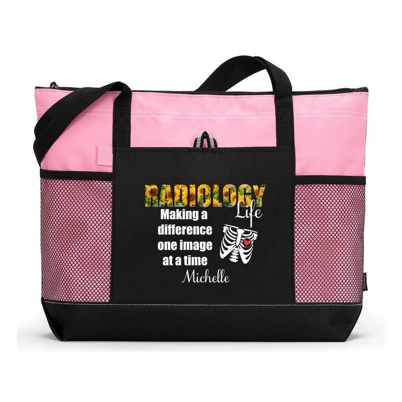 XRay Tech Gift for Radiologist Gift for Her Radiology Life Making a Difference Personalized Printed Tote Bag with Mesh Pockets