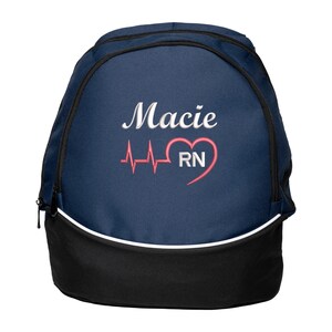 Heart Beat Personalized Back Pack Rn, Lpn, Nurse, Cna, Cma, Emt Embroidered, Gift for Nurse, Back to School, Graduation, Nurse Appreciation image 6