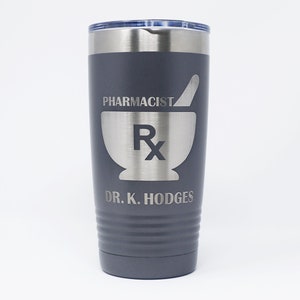 Pharmacist / Pharmacy Tech Personalized Engraved Powder Coated Insulated 20 oz Tumbler 12 colors available image 9