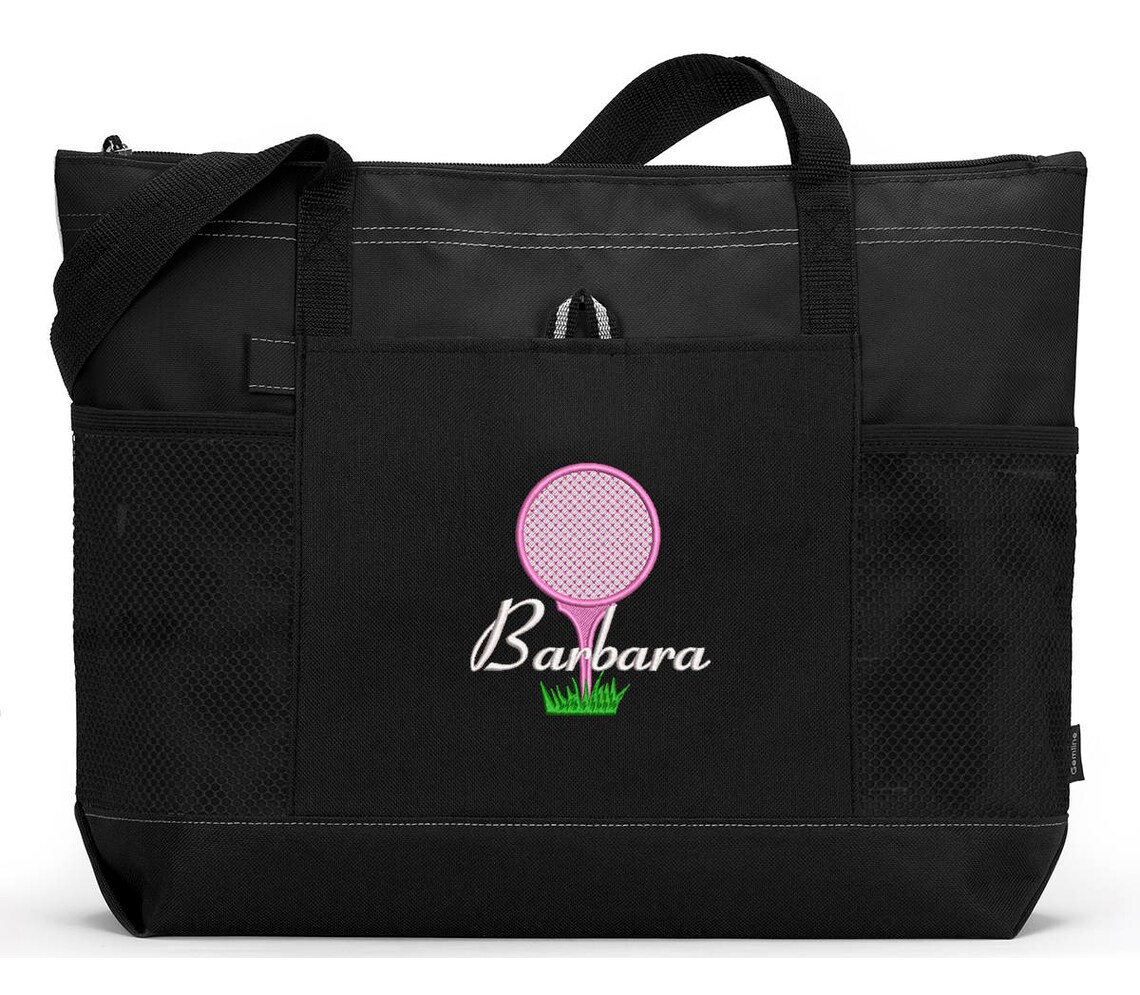 Golf Ball & Tee Embroidered Zippered Tote Bag With Mesh Etsy