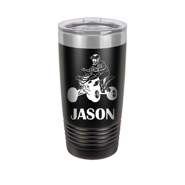 4 Wheeler Personalized Engraved Powder Coated Insulated 20 oz Tumbler 12 colors available