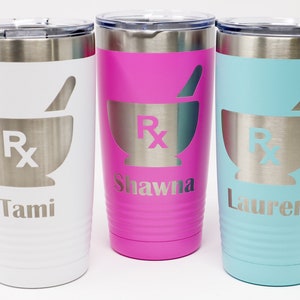 Pharmacist / Pharmacy Tech Personalized Engraved Powder Coated Insulated 20 oz Tumbler 12 colors available image 8