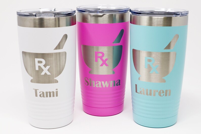 Pharmacist / Pharmacy Tech Personalized Engraved Powder Coated Insulated 20 oz Tumbler 12 colors available image 8