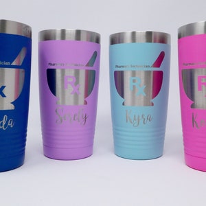 Pharmacist / Pharmacy Tech Personalized Engraved Powder Coated Insulated 20 oz Tumbler 12 colors available image 6