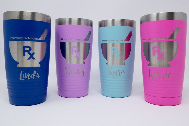 Pharmacist / Pharmacy Tech Personalized Engraved Powder Coated Insulated 20 oz Tumbler 12 colors available image 6