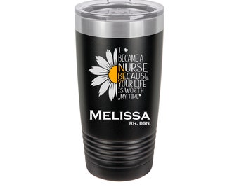 I Became a Nurse Personalized Engraved Powder Coated Insulated 20 oz Tumbler 12 colors available