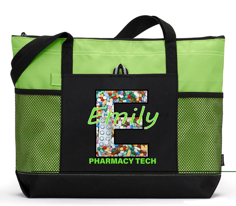 Pharmacy Pills Letter Personalized Tote Bag With Mesh Pockets Etsy