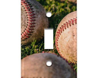Metal Light Switch Plate Cover Weathered Baseballs Decorative Light Switchplate Cover, Other Sizes Available, Home Decor, Lighting