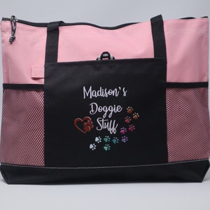 Personalized Doggie Stuff Pet Tote Bag with Mesh Pockets image 2