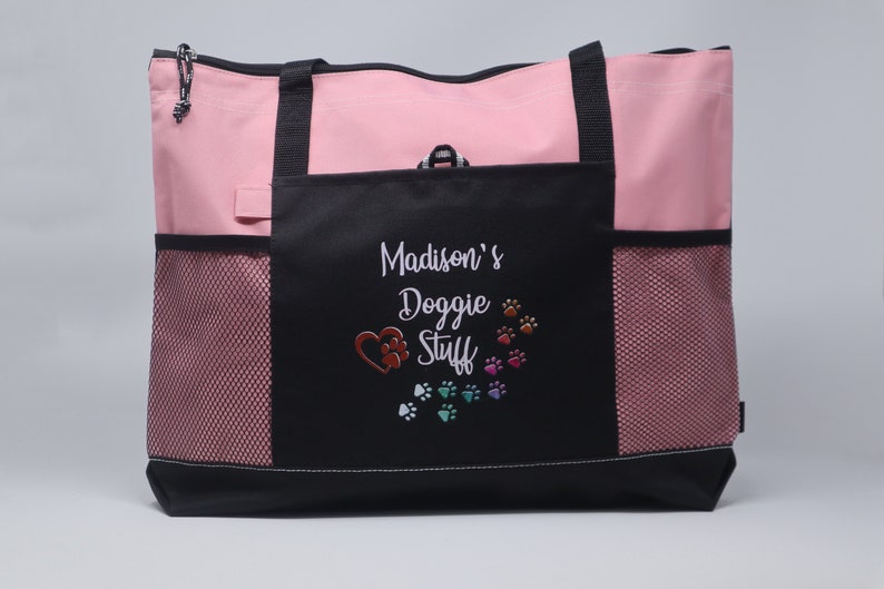 Personalized Doggie Stuff Pet Tote Bag with Mesh Pockets image 2