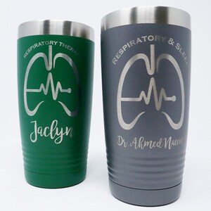 Personalized Engraved Respiratory Therapy Powder Coated Insulated 20 oz Tumbler 12 colors available, Gift for Respiratory Therapist, RRT image 8