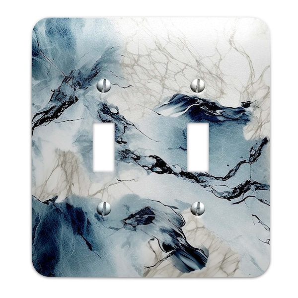 Blue and Gray Marble Design Metal Decorative Light Switch Plate Cover - Several Sizes Available #4830