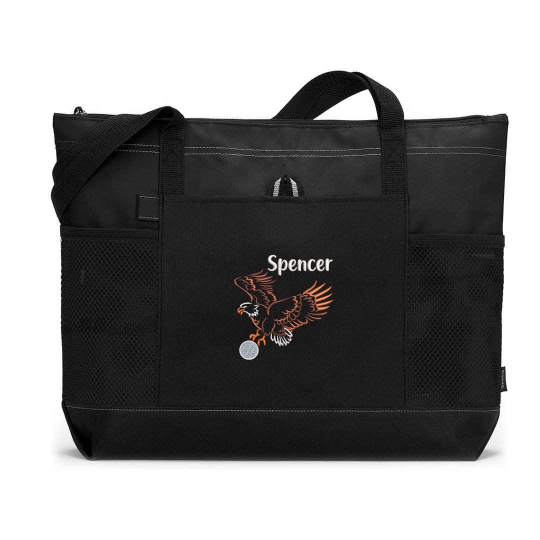 Personalized Ladies Golf Tote With Embroidered Eagle Shot With Gold