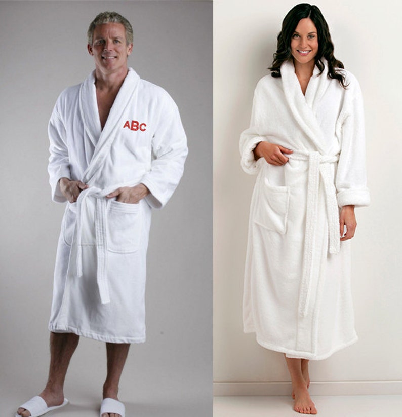 Monogrammed Terry Velour Bath Robe for Him or Her Etsy