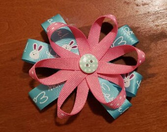 Easter Bunny/ Spring Pinwheel Hair Bow