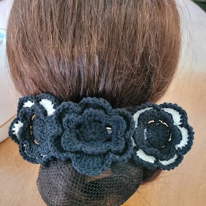 Crochet Flower Barrette hairnet Women Hair bun Snood cover ballet bun cover
