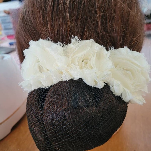 Flower Barrette hairnet Women Hair bun Snood cover ballet bun