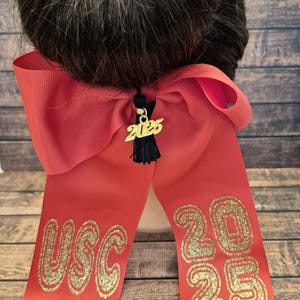 Graduation Hair Bow with charm and tassel, Cap Bow, Sports Cheer Personalized Custom Hair Bow